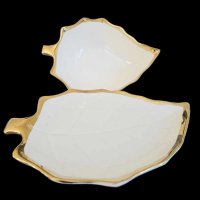 ⭐ Комплект купичка и чинийка под формата на листо, снимка 2 - Чинии - 43090798