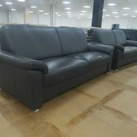 Нови Сиви кожени дивани "ТОТО" - тройка и двойка, снимка 6 - Дивани и мека мебел - 39393514