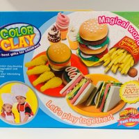 Детски комплект за игра с пластелин*Fast Food* 🍱 , снимка 1 - Пластелини, моделини и пясъци - 43295140