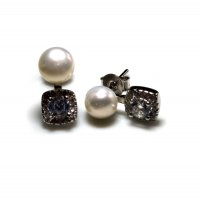 Обеци с перли и циркони, снимка 4 - Обеци - 35205716