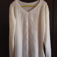 бяла блуза плетиво с удължен гръб , снимка 1 - Блузи с дълъг ръкав и пуловери - 27892743