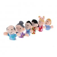 6 малки плюшени фигурки за пръсти куклен театър семейство  , снимка 3 - Плюшени играчки - 33114484
