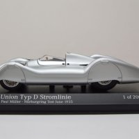 Auto Union (Audi) Typ D Stromlinie Nürburgring Test 1935 - мащаб 1:43 на Minichamps PVC дисплей-кейс, снимка 3 - Колекции - 43035444
