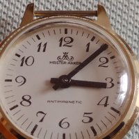 Стар механичен часовник MEISTER ANKLER ANTI-MAGNETIC с позлатена рамка за КОЛЕКЦИЯ 43088, снимка 2 - Други ценни предмети - 43905527