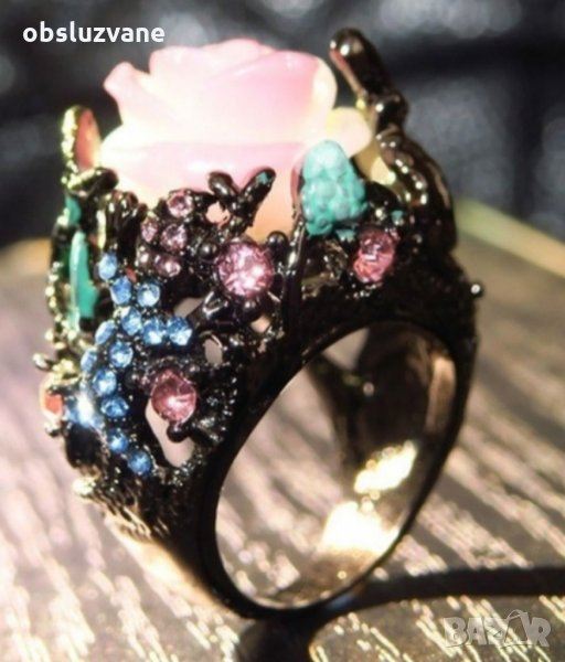Марков пръстен черно злато и диаманти, нов 💥, снимка 1