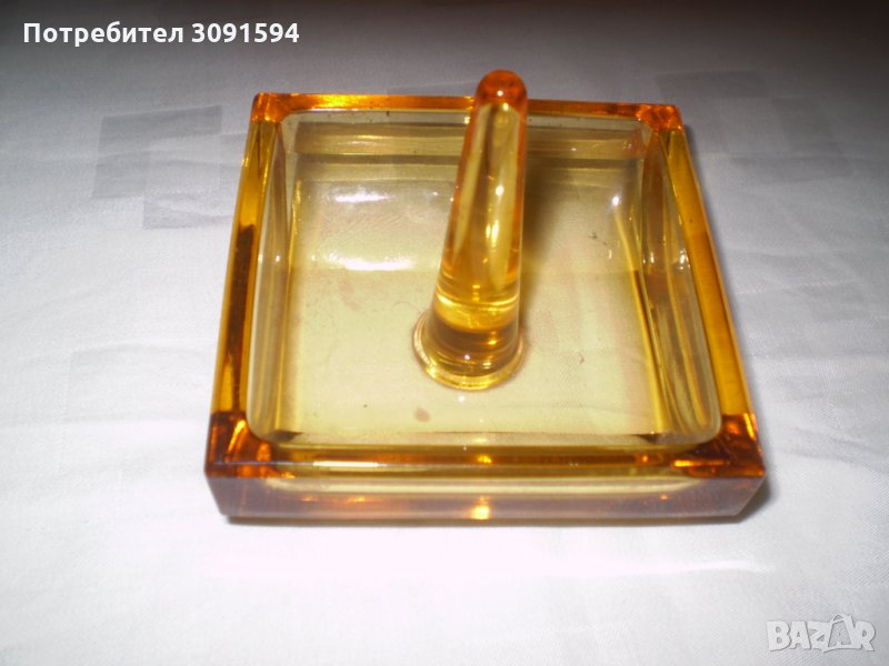 Арт Деко кристална поставка за пръстени цвят карамел, снимка 1