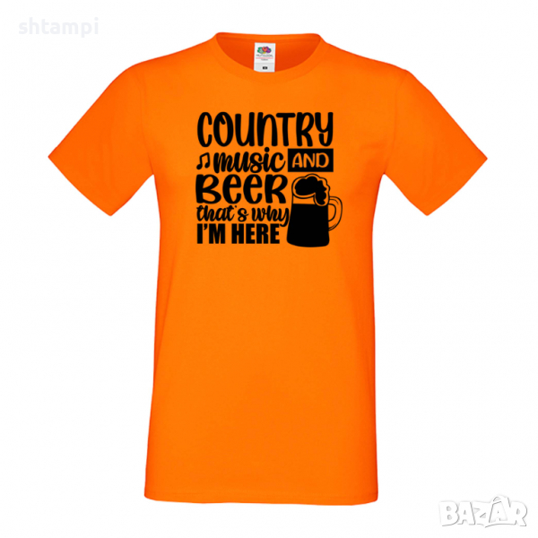 Мъжка тениска Country Music And Beer That's Why I'm Here,Бира,Бирфест,Beerfest,Подарък,Изненада,Рожд, снимка 1