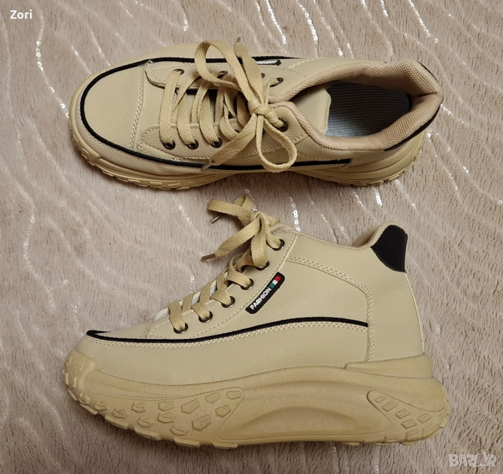 Бежови спортни боти с дължина на стелката 23см - за широк крак, снимка 1
