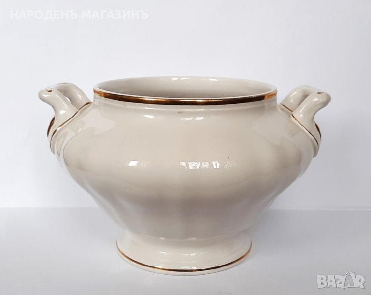 1874 - 1909 г. VILLEROY & BOCH - АНТИКВАРЕН немски порцелан супник хранене сервиз купа кашпа, снимка 1