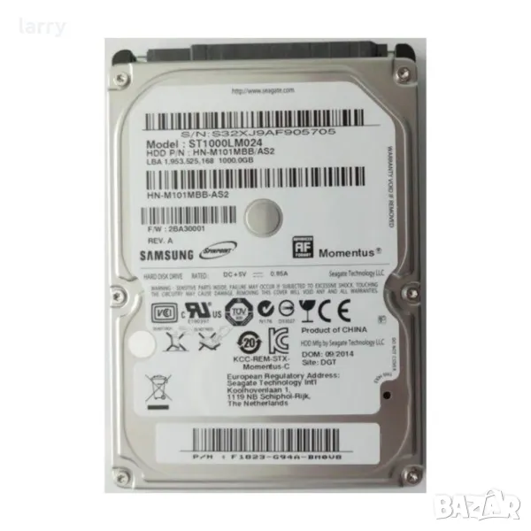 HDD за лаптоп 1TB Samsung 5400 8MB ST1000LM024 SATA3 (втора употреба), снимка 1