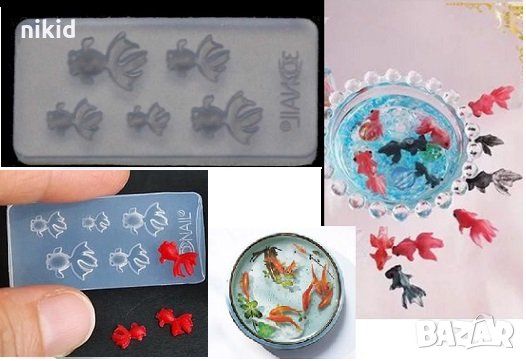 5 Миниатюрни рибки силиконов молд форма за украса декор торта смола бижута фондан шоколад глина др, снимка 1