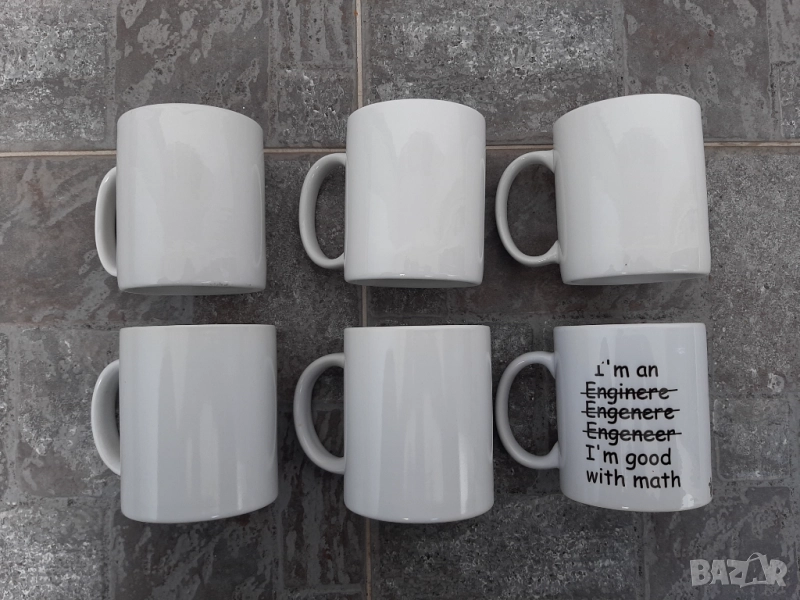 Чаши за чай кафе керамични – бели 6бр., снимка 1