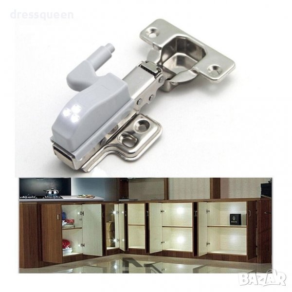 2114 Универсална LED лампа за монтаж върху панта за мебелни вратичкиве, снимка 1