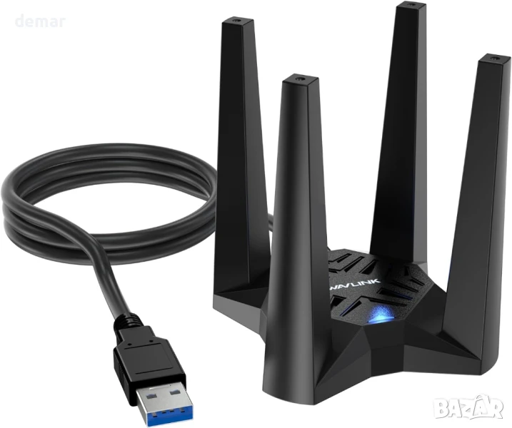 WAVLINK AX1800 USB WiFi адаптер за настолен компютър, двубандов 5Ghz (1201Mbps) + 2.4Ghz (574Mbps), снимка 1