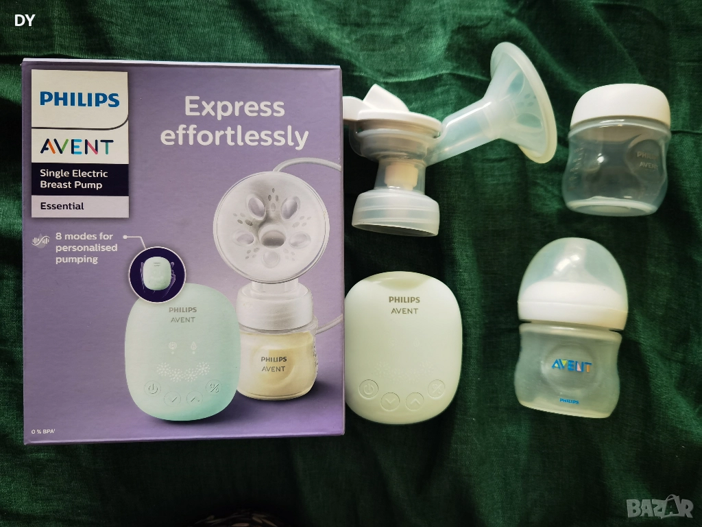 Електрическа Помпа за кърма Philips Avent Essential с гаранция + подарък Шише Philips Avent Natural, снимка 1