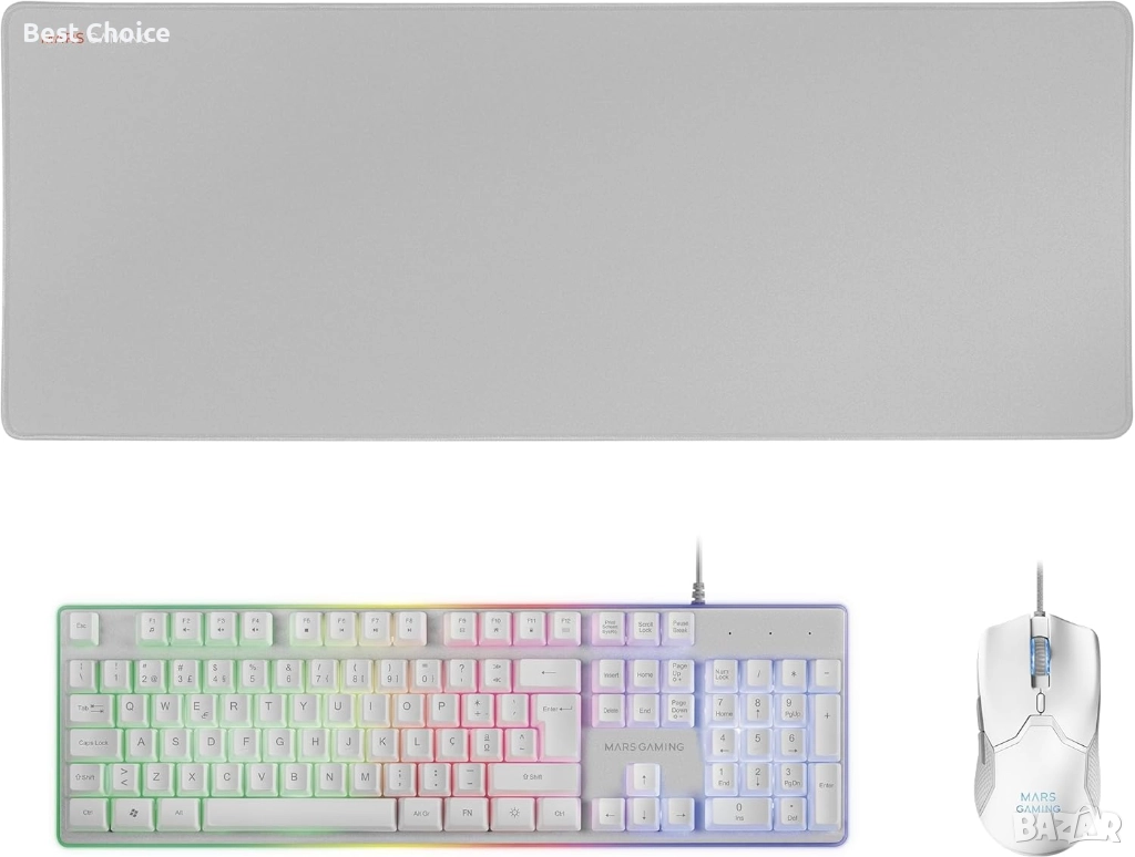 Mars Gaming MCPXW Gaming Combo, комплект 3 в 1, клавиатура+мишка+огромна подлложка, снимка 1