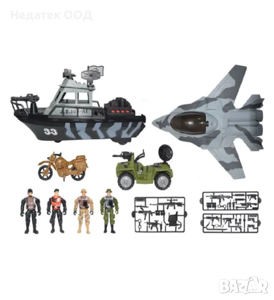Военен комплект, корабни самолетни превозни средства, войници, светлина и звук - 36 бр., снимка 1