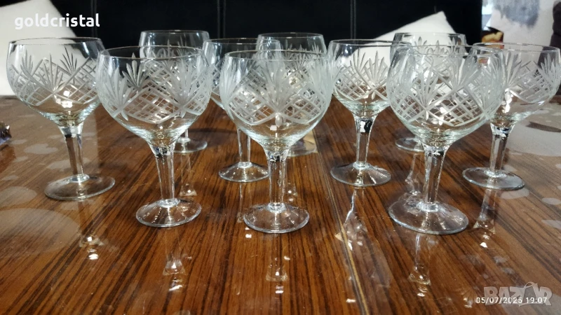 ретро стъклени кристални чаши гравирани , снимка 1