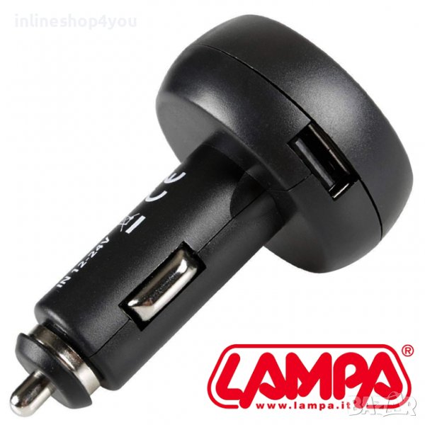 Уникален италиански мини авто компютър  3 в 1 волтметър, термометър, USB 2.1A, 12-24V, снимка 1