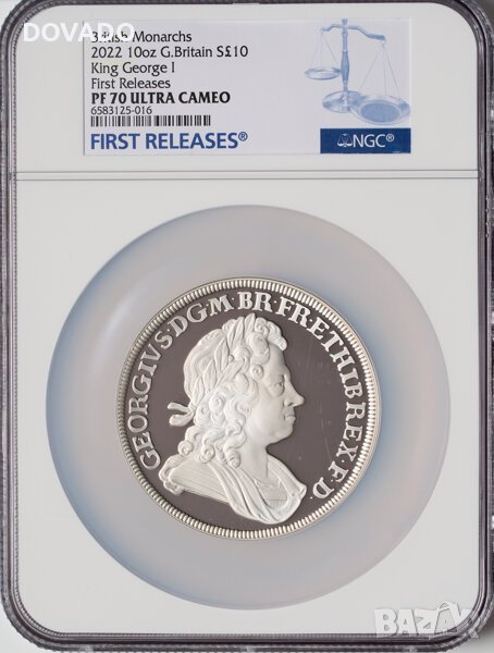 2022 George I - 10oz £10 - NGC PF70 First Releases - Възпоменателна Монета - Кутия и Сертификат #5, снимка 1