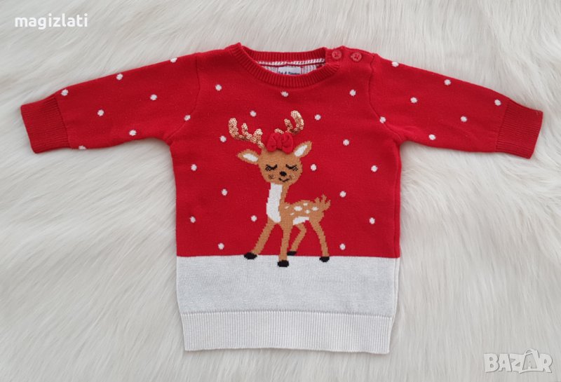 Коледна рокля за бебе тип блузон 3 месеца, снимка 1