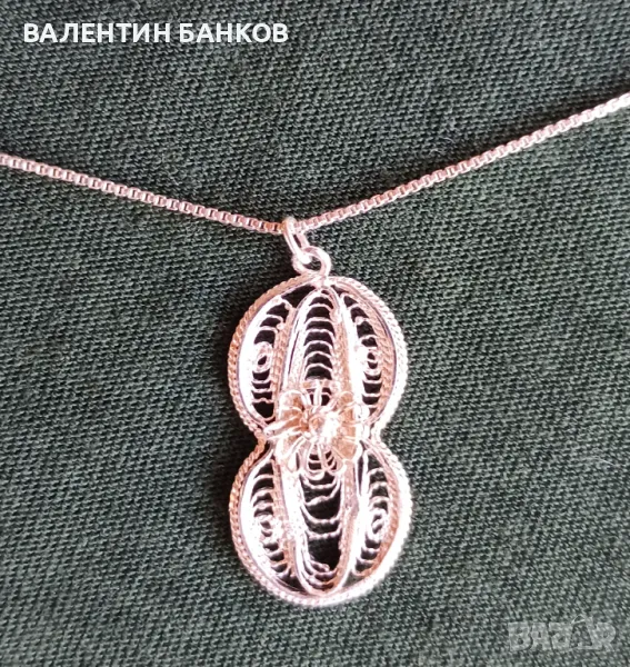 Сребърно колие филигран, снимка 1