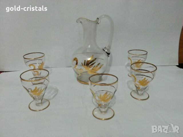 Стъклени чаши чашки и каничка , снимка 7 - Антикварни и старинни предмети - 26952852