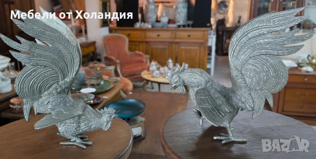 Двойка петли от посребрен калай, снимка 2 - Антикварни и старинни предмети - 53084075