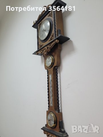 дървен часовник,барометър,тернометър и хигрометър , снимка 3 - Антикварни и старинни предмети - 43841746