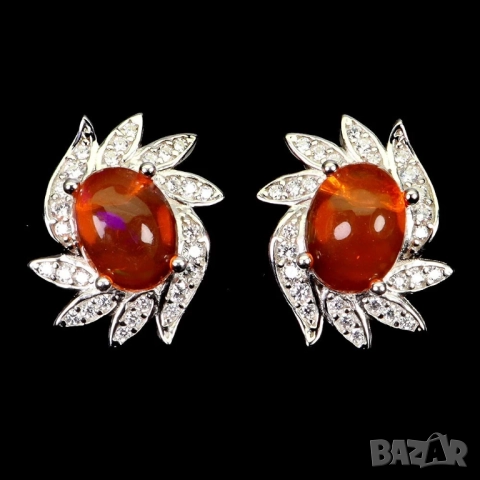 925 сребърни обеци с топаз, опал, гранат, апатит, подходящи за подарък, снимка 4 - Обеци - 51755722