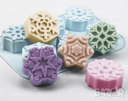 4 вид 6 Снежинки дълбока снежинка силиконов молд форма за кексчета мъфини гипс сапун калъп свещ, снимка 2 - Форми - 43229812