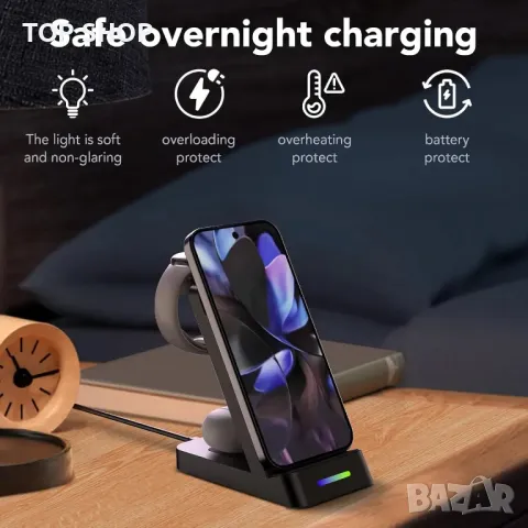 Безжично зарядно устройство 3 в 1 на Aimtel, съвместимо с Google Pixel, снимка 6 - Безжични зарядни - 49340585