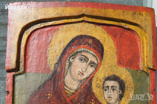 Централна част на българска икона Триптих, снимка 2 - Икони - 36576518