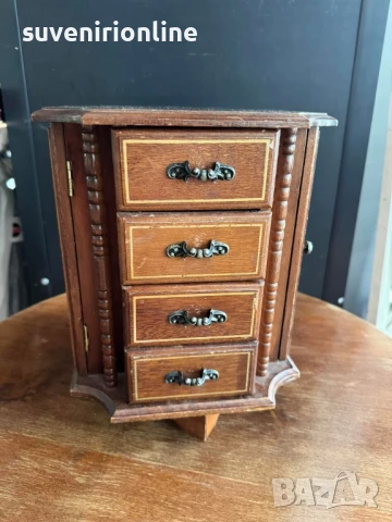 старинна дървена кутия за бижута четиристранна, снимка 5 - Антикварни и старинни предмети - 51093014