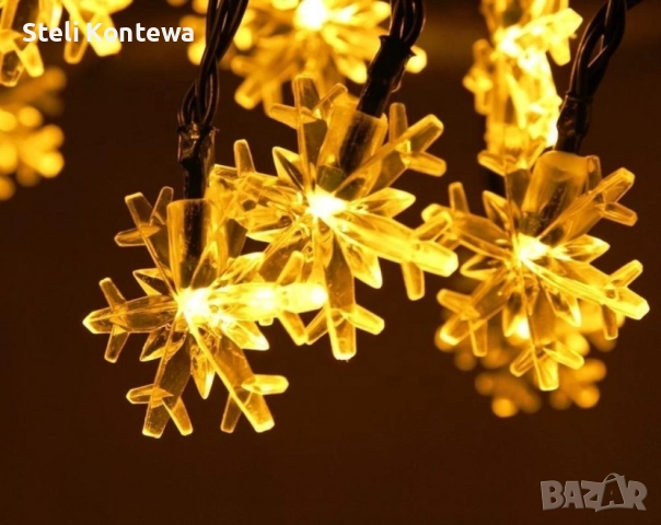 Многоцветни коледни LED лампички със снежинки , снимка 2 - Други стоки за дома - 52408304