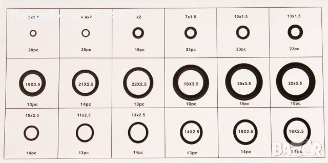 Комплект 279 броя Гумени зелени О-пръстени Уплътнения Уплътнителен пръстен, снимка 5 - Аксесоари и консумативи - 32950514