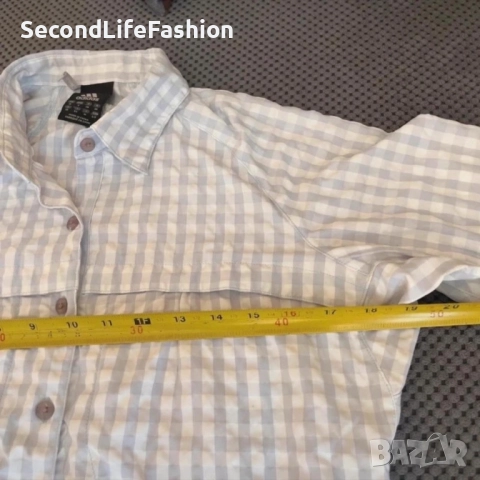 Дамска синя риза с дълъг ръкав Adidas Clima365 с копчета размер М Nano Tex, снимка 4 - Ризи - 52796505