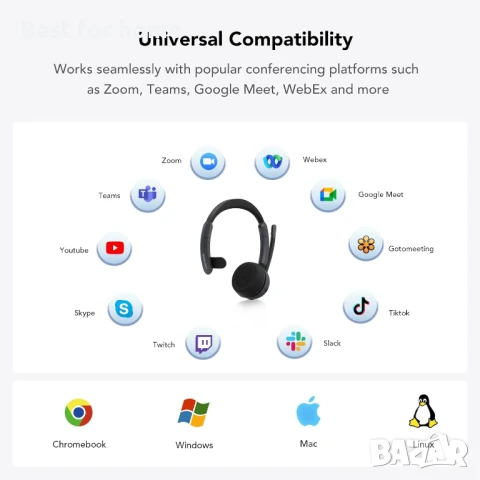 Nuroum HP31S (2-ро поколение) Bluetooth безжични слушалки с микрофон със стойка за зареждане, снимка 7 - Bluetooth слушалки - 50563047