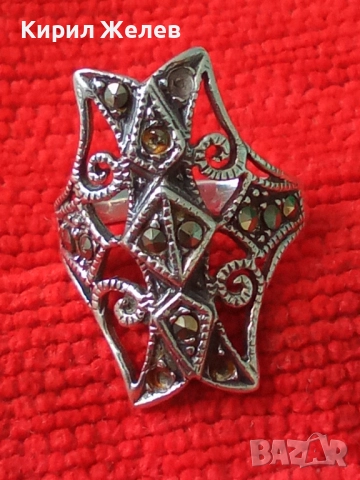 РАЗКОШЕН СТАР АЖУРЕН МАРКАЗИТЕН СРЕБЪРЕН ПРЪСТЕН СРЕБРО ВИСОКА ПРОБА ФИНА РЪЧНА ИЗРАБОТКА 49105, снимка 11 - Антикварни и старинни предмети - 50416531