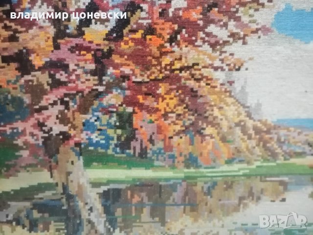 Ръчно ушит гоблен Есен, Стара картина, снимка 4 - Гоблени - 32499995