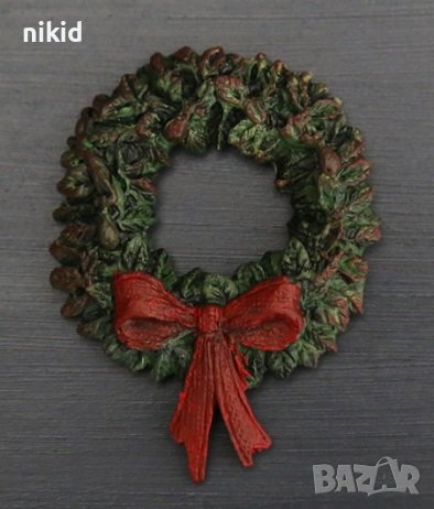 Коледен венец с пандела силиконов молд форма фондан шоколад гипс декор украса, снимка 2 - Форми - 43642934