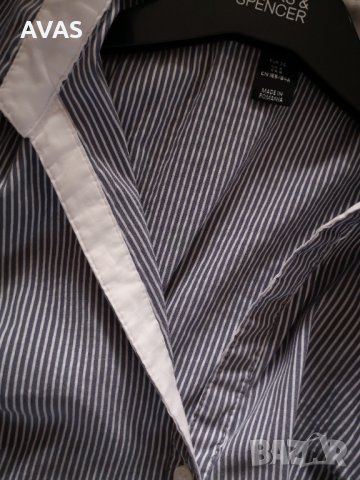 Нова риза H&M синя бяла райе 3/4 S размер, снимка 3 - Ризи - 33272149