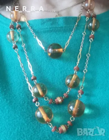 Гердан кехлибар и яспис, снимка 2 - Колиета, медальони, синджири - 49775222