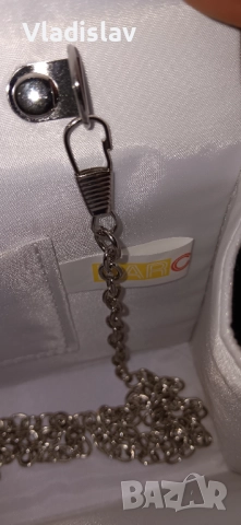 Бял клъч Larcenciel, чанта с брокат, снимка 3 - Чанти - 52160136