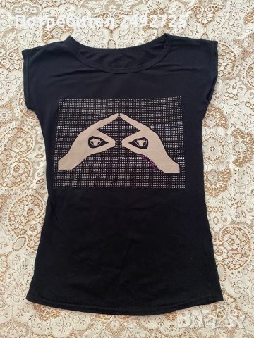Тениска черна камъни, снимка 1