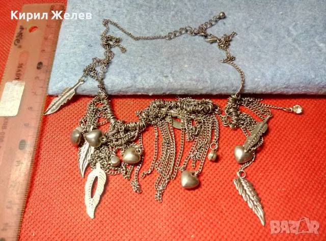 РАЗКОШНА ПОСРЕБРЕНА ОГЪРЛИЦА БЛАГОРОДНА СТОМАНА с ФЛОРАЛНИ и СЪРЦЕВИДНИ АРТ ВИСУЛКИ 39698, снимка 7 - Колиета, медальони, синджири - 47336465