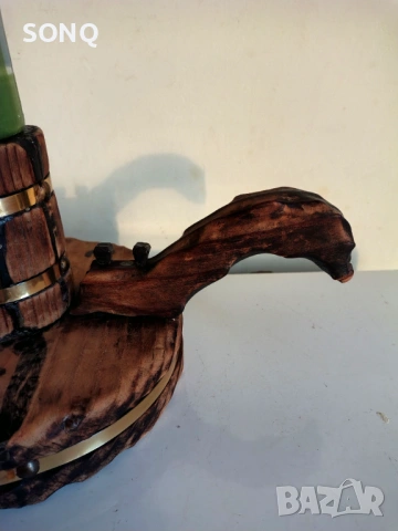 Интересен Много Стар Дървен Свещник, снимка 2 - Антикварни и старинни предмети - 53137145