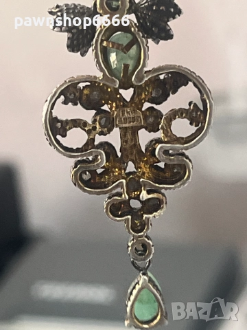 Винтидж висулка 925+14 карата злато с изумруди, снимка 7 - Колиета, медальони, синджири - 51663761