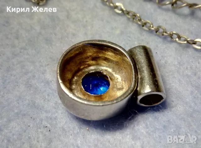 СКЪПОЦЕНЕН СРЕБЪРЕН МЕДАЛЬОН СРЕБРО 925 с ЮВЕЛИРНО ФАСЕТИРАН СИН ЦИРКОН и ПОСРЕБРЕНА ВЕРИЖКА 49733, снимка 6 - Колиета, медальони, синджири - 49913183
