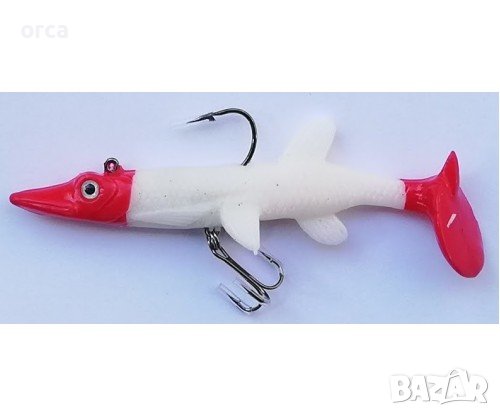 Силиконова рибка за риболов на щука и костур - PIKE RED HEAD, снимка 1 - Такъми - 38604666